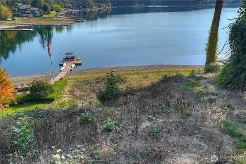 a view of a lake with outdoor space