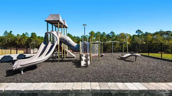 a view of a park with slide