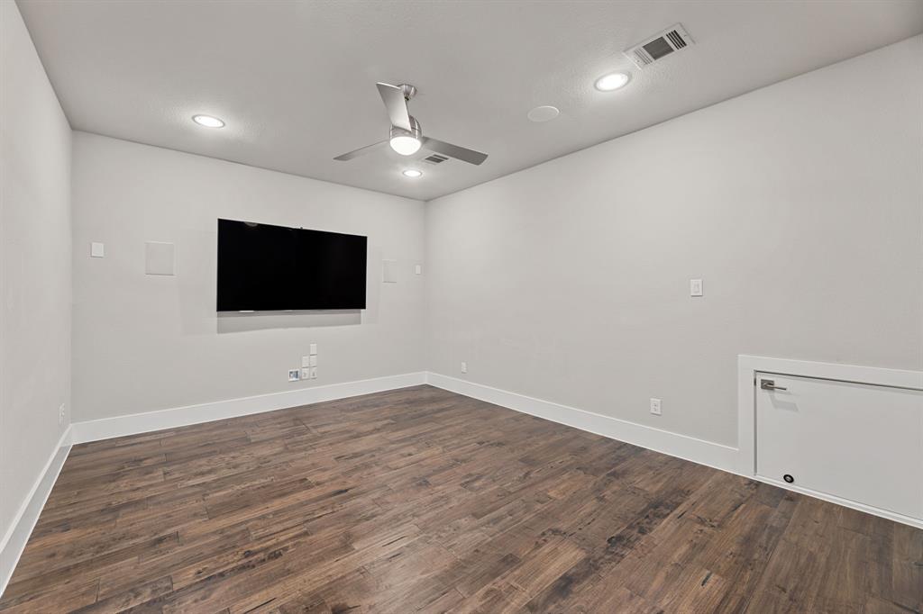 7854 Element Avenue Plano, TX 75024 - Photo 34 of 38 Empty room with dark wood-style flooring, ceiling fan, and recessed lighting