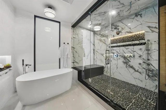 a view of a swimming pool with a patio