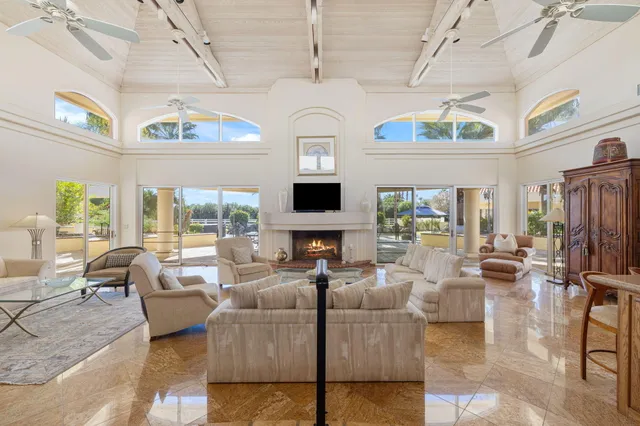 a living room with a large window