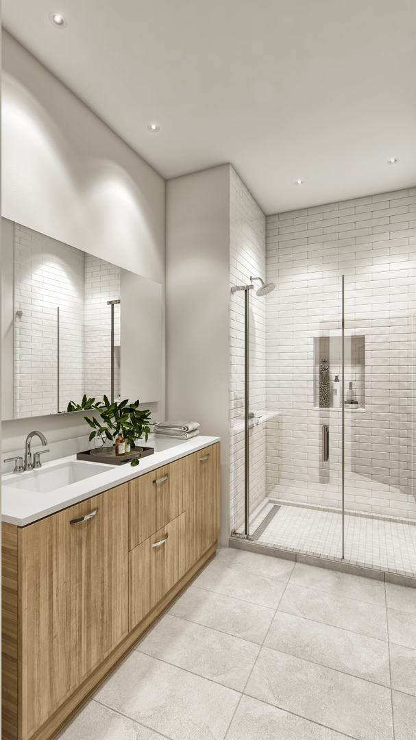 1648 West Division Street, Unit 307 Chicago, IL 60622 - Photo 14 of 20 a bathroom with a sink a mirror and a shower