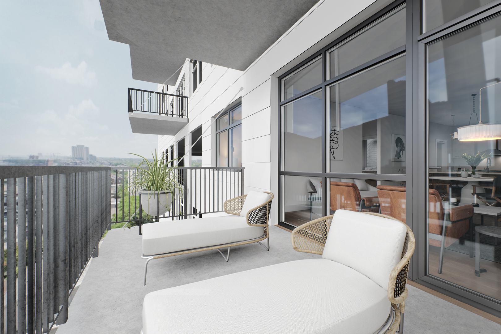 1648 West Division Street, Unit 307 Chicago, IL 60622 - Photo 18 of 20 a balcony with furniture and a chandelier