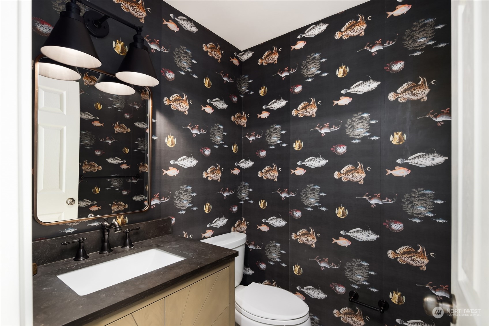 6322 Lariat Loop Bainbridge Island, WA 98110 - Photo 18 of 40 a bathroom with a sink vanity and toilet