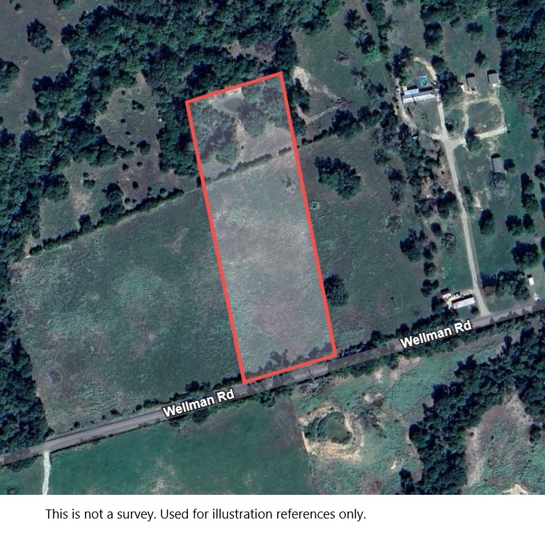 18155 Wellman Road Washington, TX 77880 - Photo 11 of 14 Illustrative Property Outline. Displaying the boundaries of the property along Wellman Rd