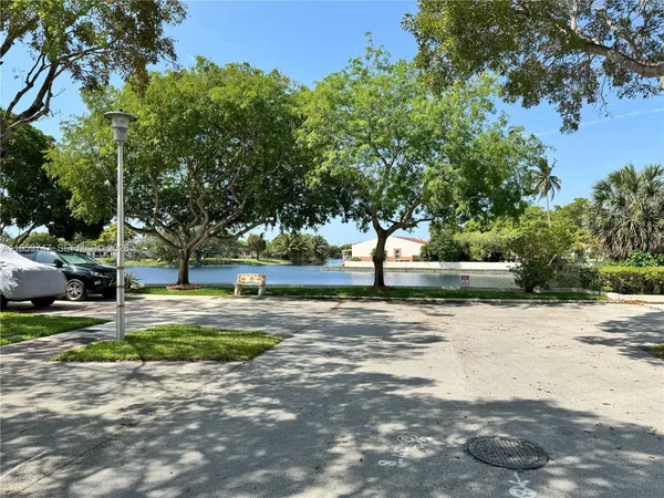 a view of a yard with a tree