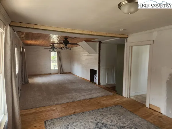an empty room with windows