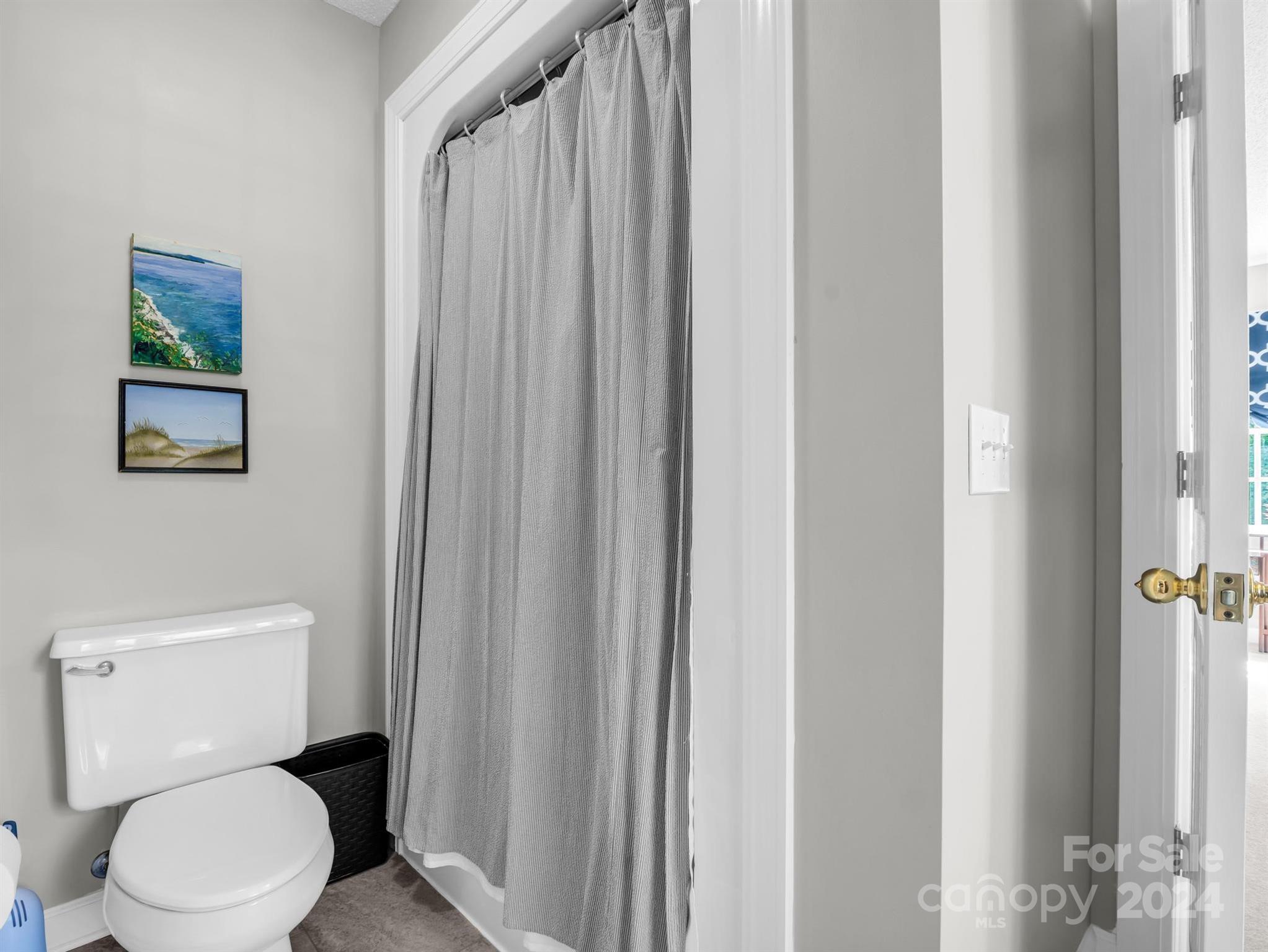 107 Fairforest Drive Rutherfordton, NC 28139 - Photo 25 of 33 a white toilet sitting next to a shower curtain
