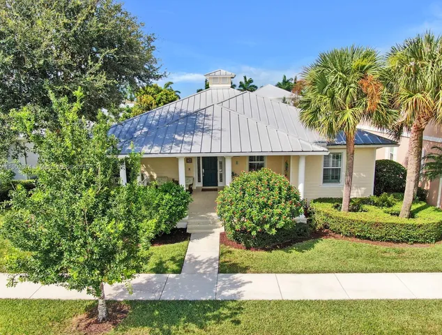 an outdoor view with patio