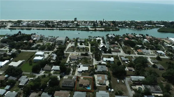 an aerial view of a house