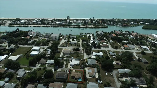 an aerial view of a house