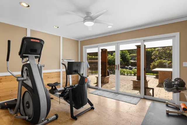 a view of a room with gym equipment