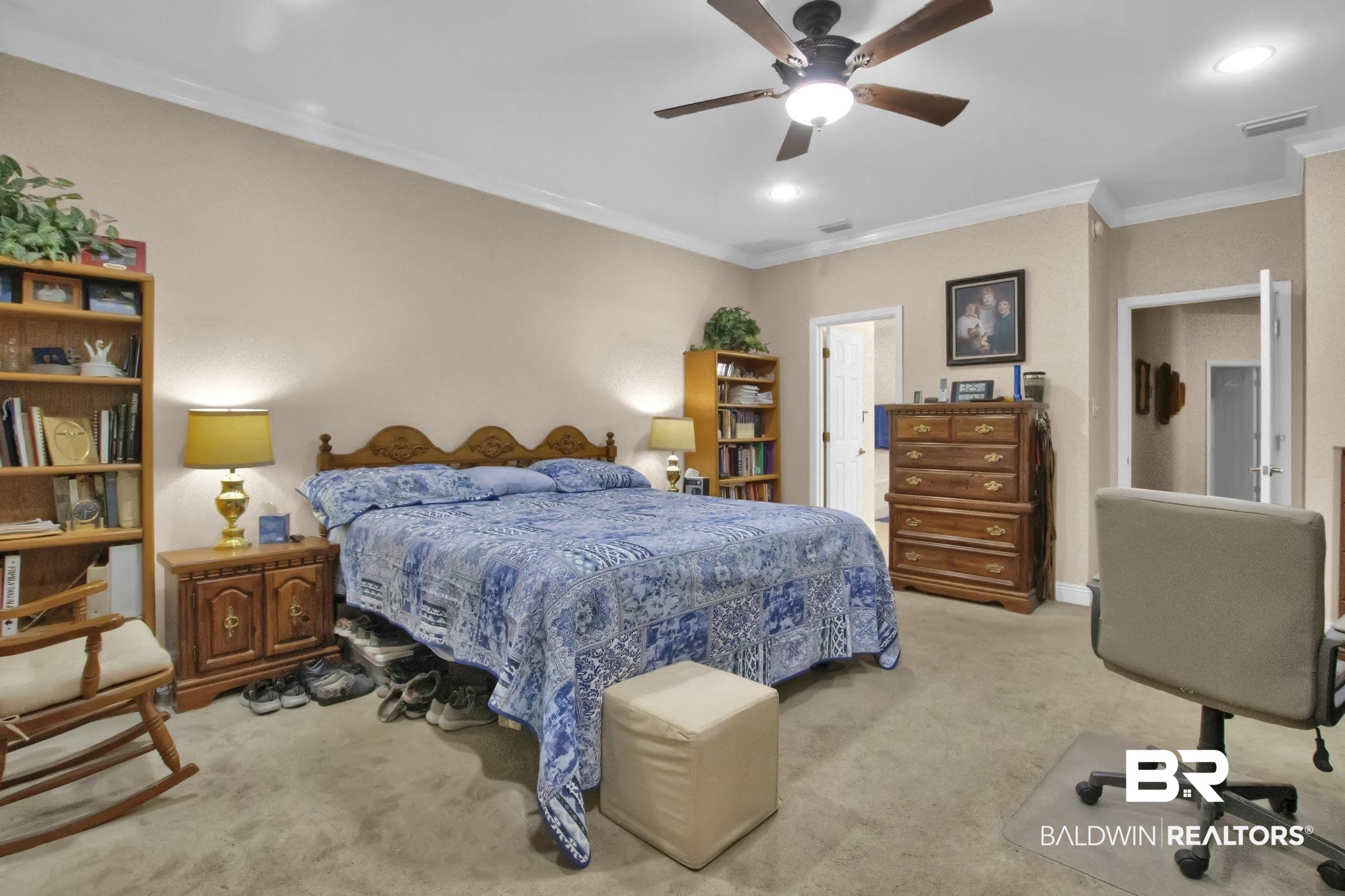 1 Bens Bluff Daphne, AL 36527 - Photo 24 of 56 Carpeted bedroom featuring ornamental molding and ceiling fan