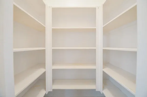 a view of an empty walk in closet
