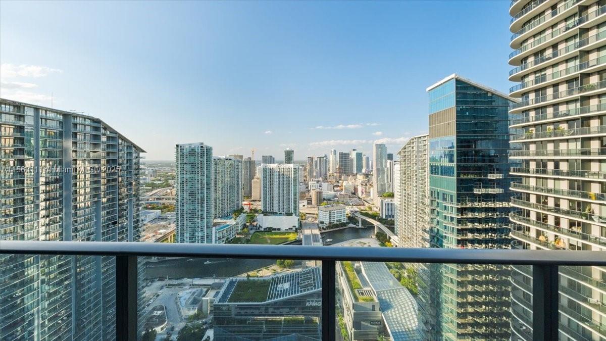 a view of a city from a balcony