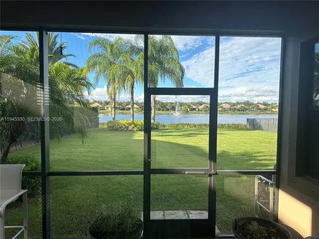 a view of a glass door