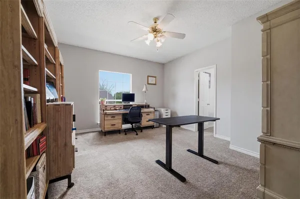 a workspace with furniture