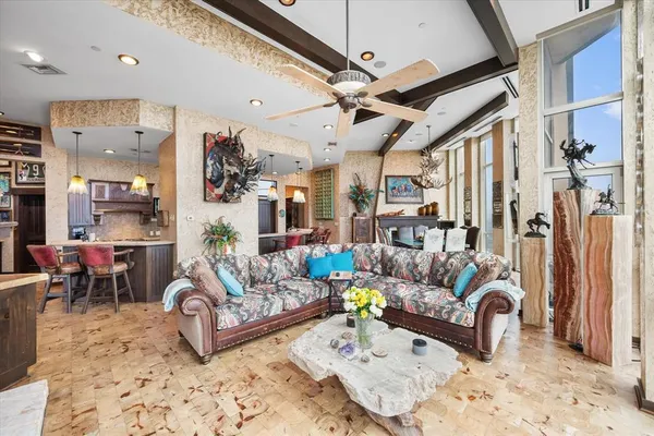 a living room with furniture