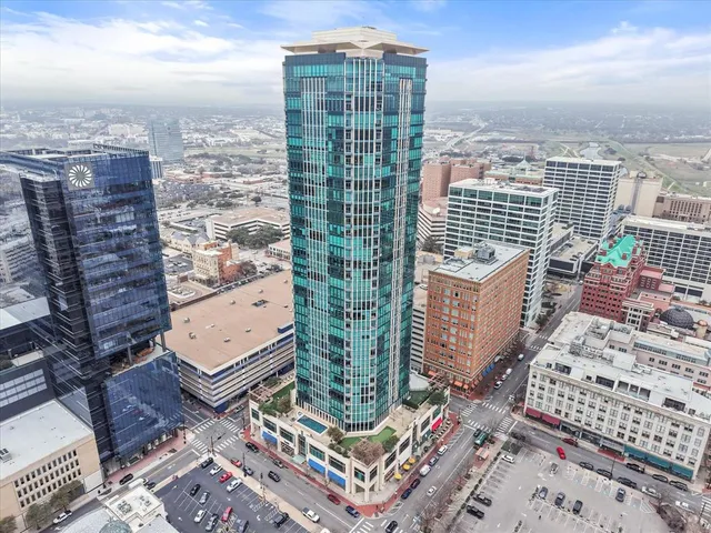 a view of a city with tall buildings