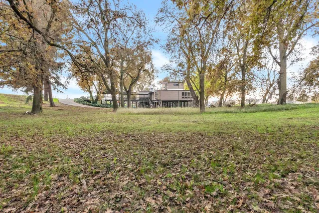 a view of outdoor space with trees all around