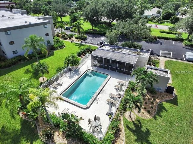 a view of a garden with a tree