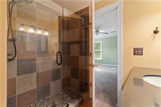 a bathroom with a shower