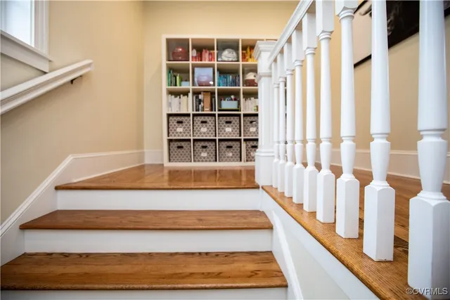 a bathroom with a shower and a mirror