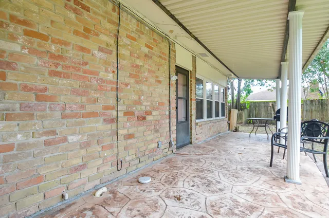 a house view with a garden space