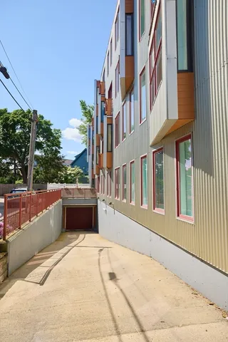 a view of a building from a balcony
