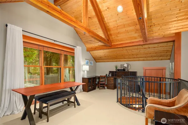 a building outdoor space with patio furniture