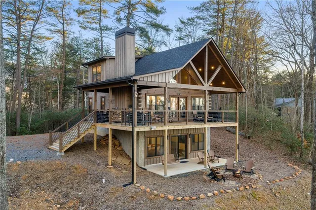 a view of a balcony with chairs