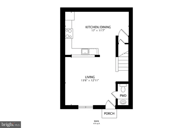 a picture of a bench in front of a building