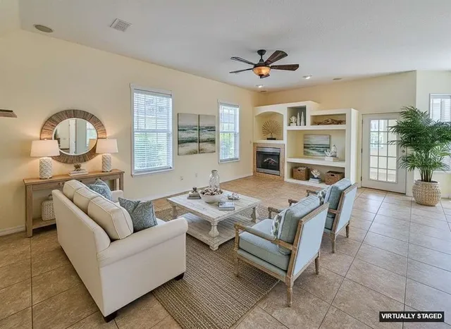 a workspace with furniture and a window