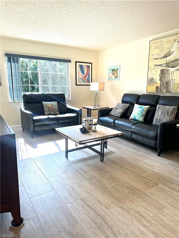 214 Bobolink Way, Unit 214B Naples, FL 34105 - Photo 2 of 15 Living room with a textured ceiling