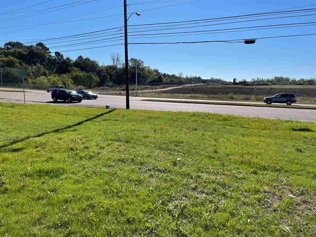 a view of a lake with a yard