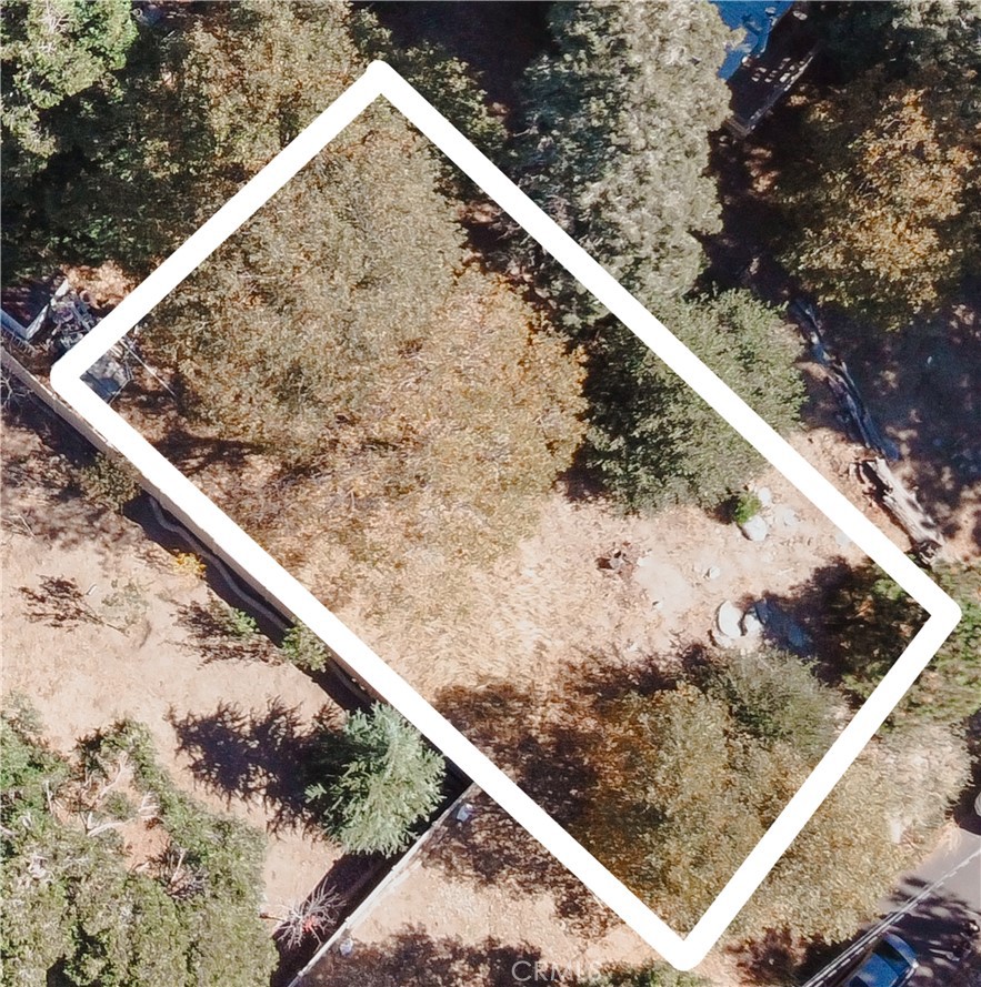 a view of a yard with wooden fence