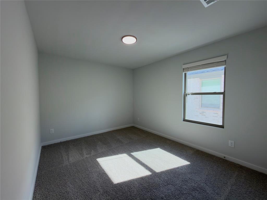 120 Millwood Road Lavon, TX 75166 - Photo 19 of 34 Carpeted room featuring light gray walls, a flush-mount ceiling light, and a double-hung window with a roller blind