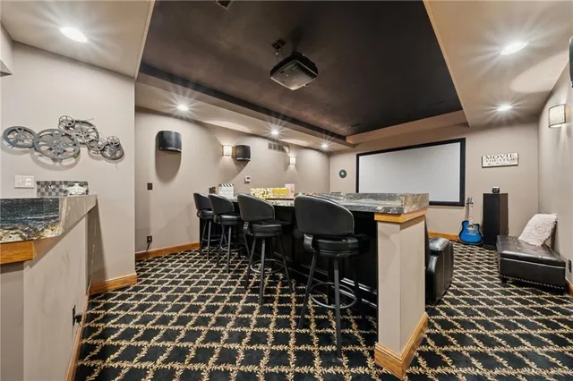 a dining room with furniture