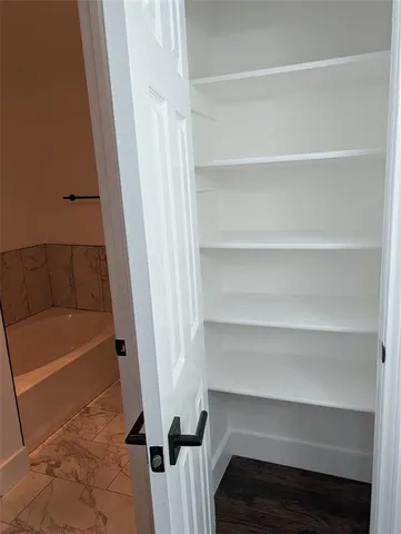 a bathroom with a bathtub