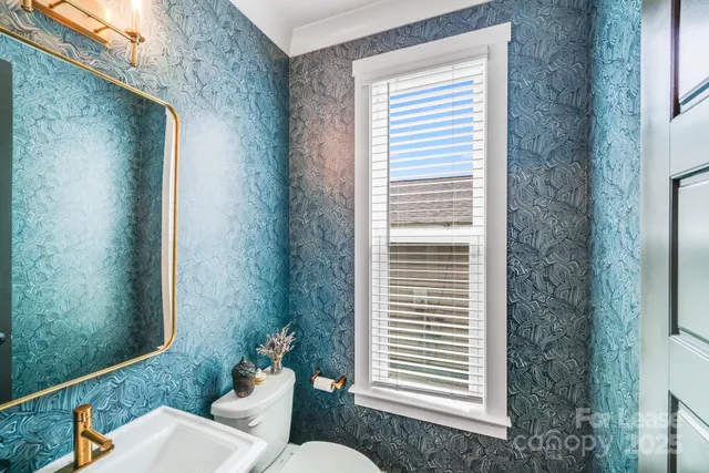 a bathroom with a toilet a sink and a mirror