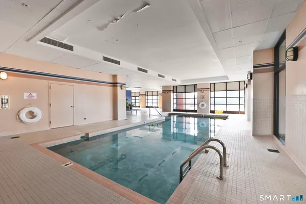 a view of a swimming pool and window