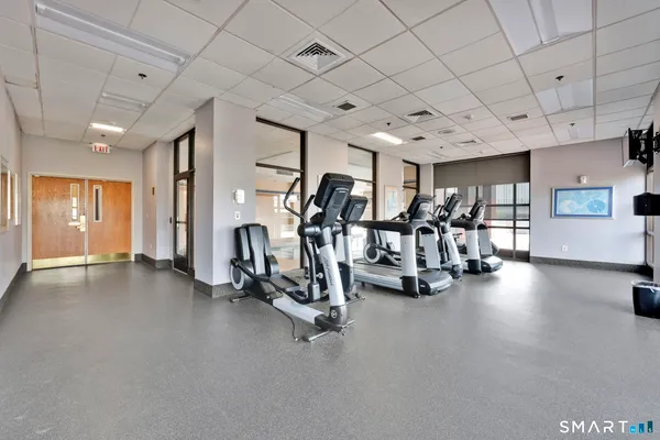 a view of a room with gym equipment