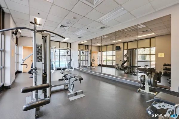 a view of a room with gym equipment