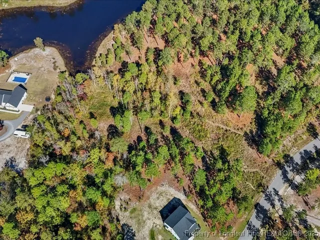 a aerial view of a house with a yard