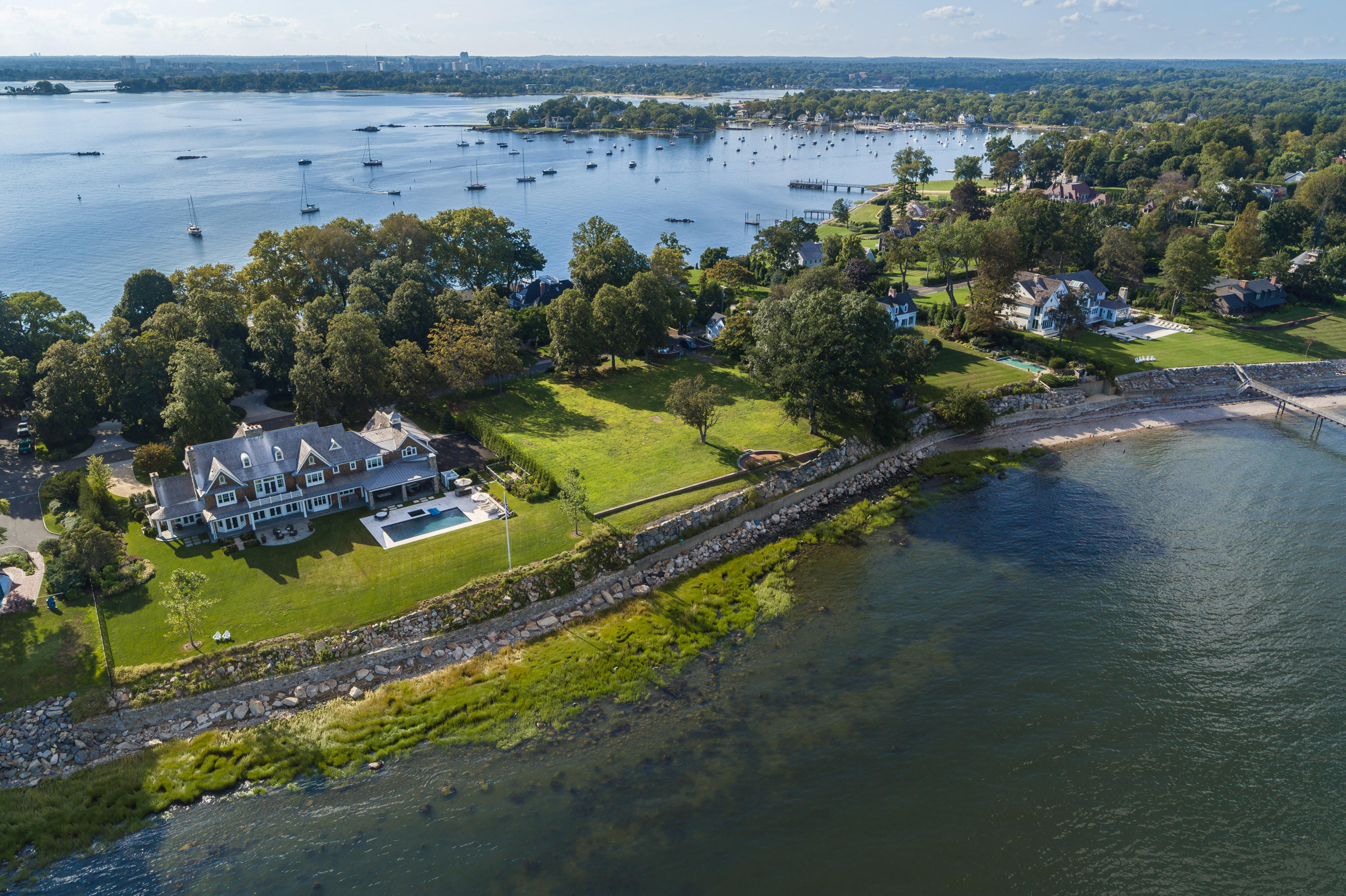 241 Long Neck Point Road Darien, CT 06820 - Photo 11 of 29 a view of a city with ocean view