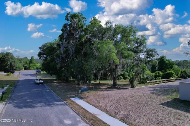 a view of backyard with green space
