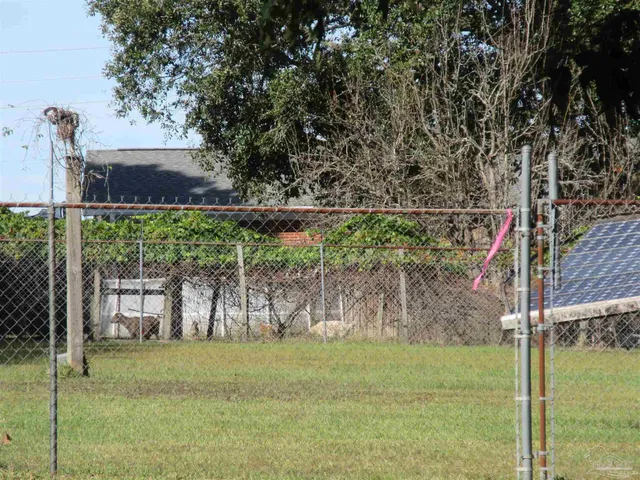 a view of a yard with a tree