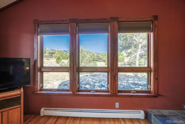 a view of a livingroom with a window