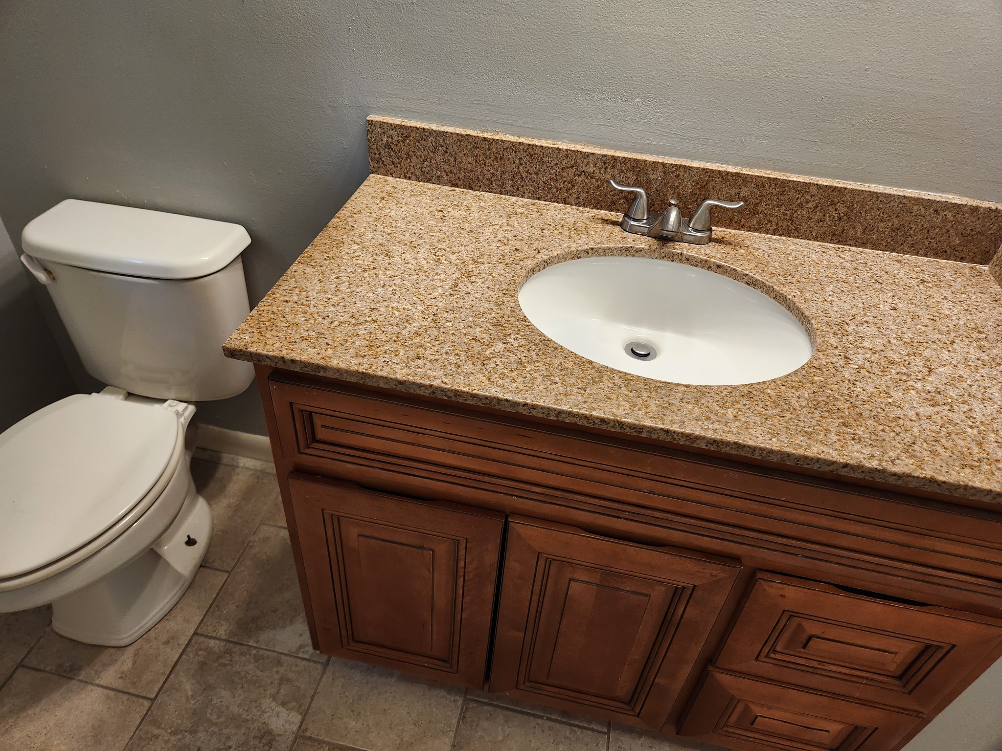 3262 Prospect Road Pulaski, TN 38478 - Photo 13 of 23 a bathroom with a granite countertop sink and a toilet