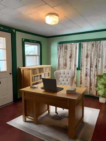 an empty room with windows